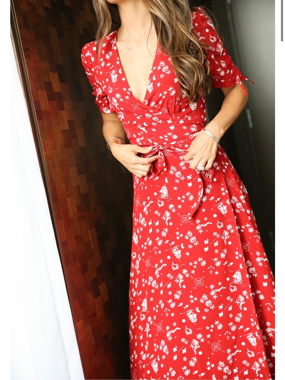 Polo Ralph Lauren Nautical Star Print Crepe Wrap Dress Size 6